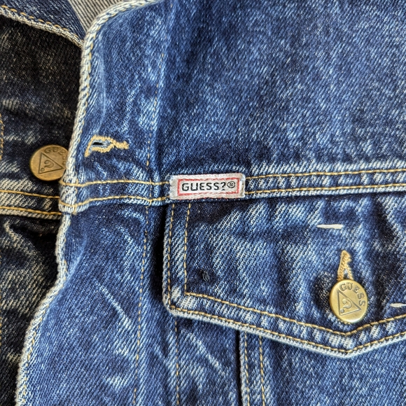 Vintage GUESS Denim Trucker Jean Jacket Georges Marciano Stonewash Blue Large - Picture 7 of 14